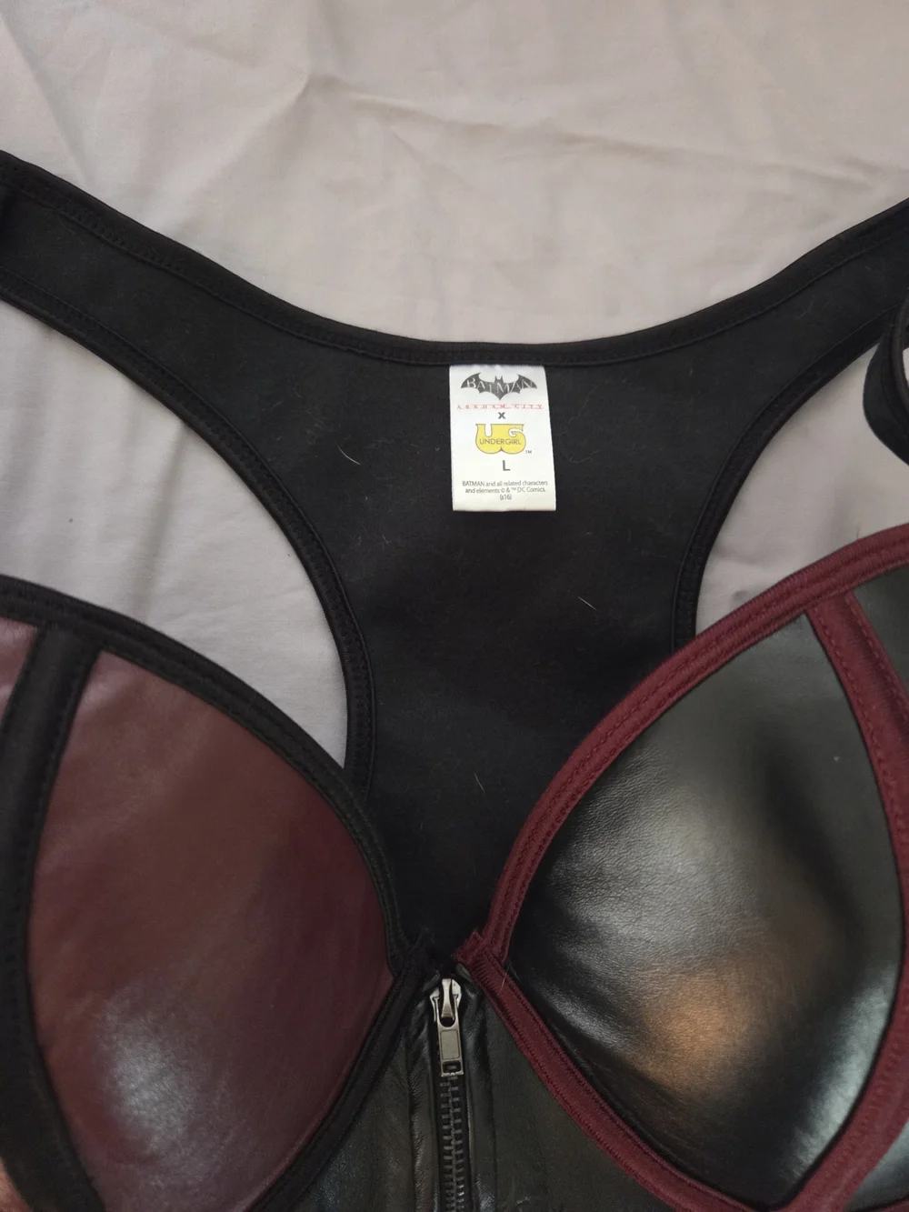 Harley Quinn Inspired Burgundy & Black Corset Top with Matching Skirt - Picture 5 of 9